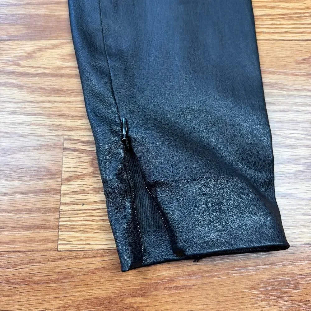 Vince Lamb Leather Black Skinny Trousers Pants Sz XS